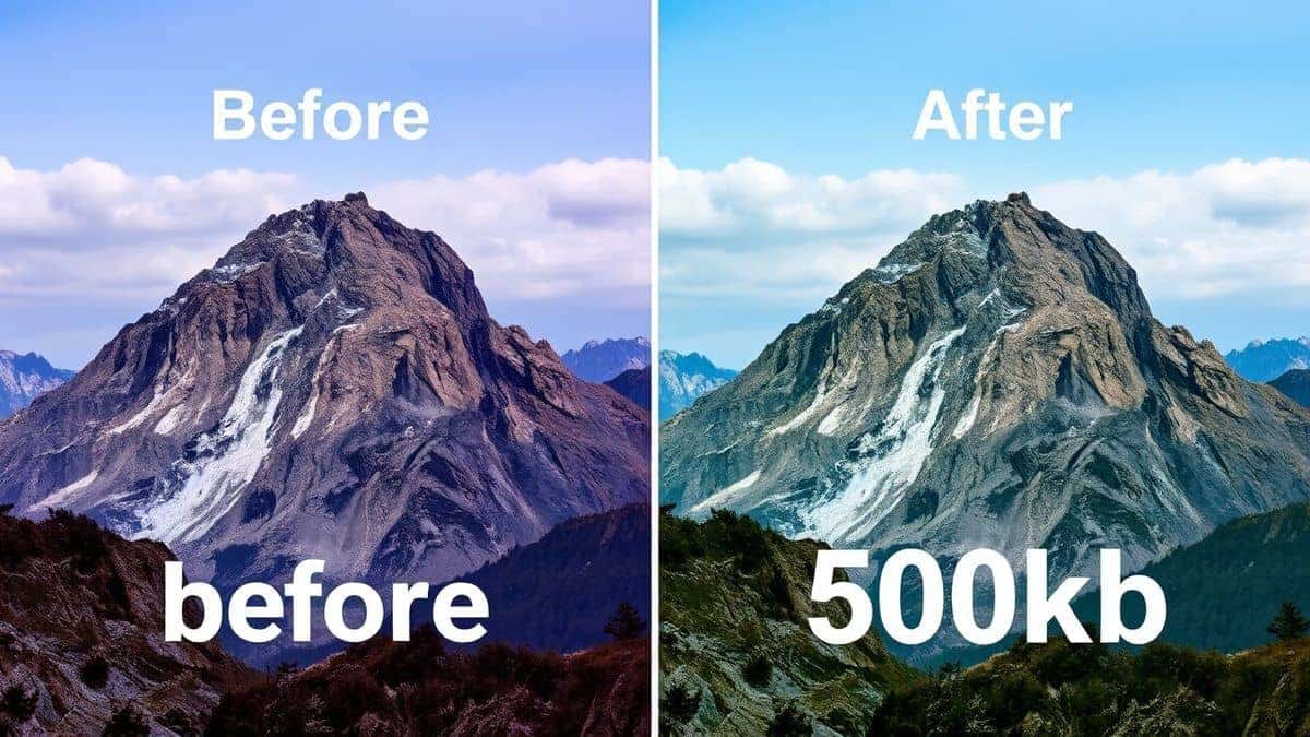 side by side comparison showing original large file icon versus compressed smaller file icon with percentage reduction statistics