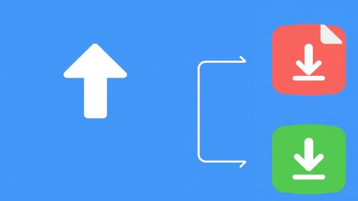three panel illustration showing file upload arrow compression icon and download button clean workflow design three panel illustration showing file upload arrow compression icon and download button clean workflow design